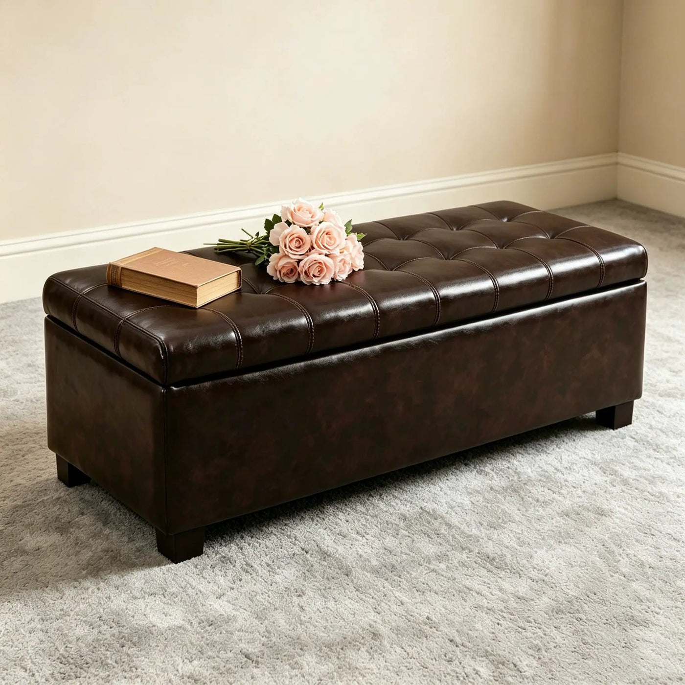 Elegant Tufted Storage Ottoman Bench by HouseOfZazla