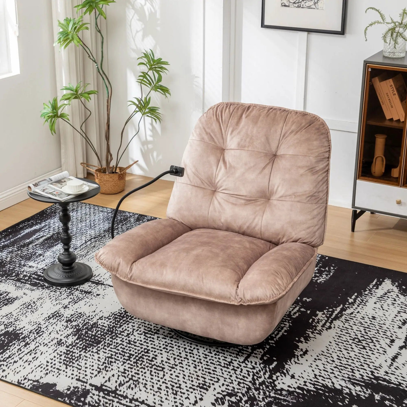 Modern Swivel Gliding Recliner Chair With Rocking Function And Phone Holder, Large Comfortable by HouseOfZazla