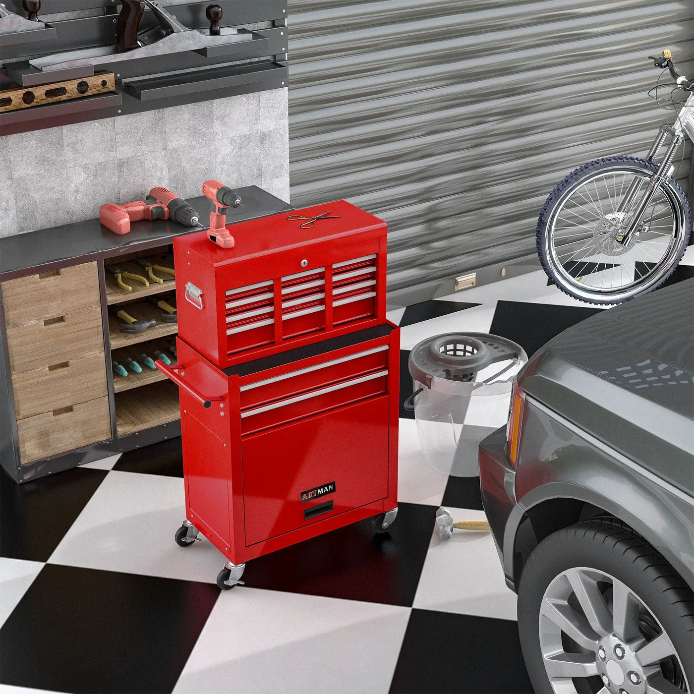 High Capacity Rolling Tool Chest With Wheels And Drawers, Storage Cabinet by HouseOfZazla
