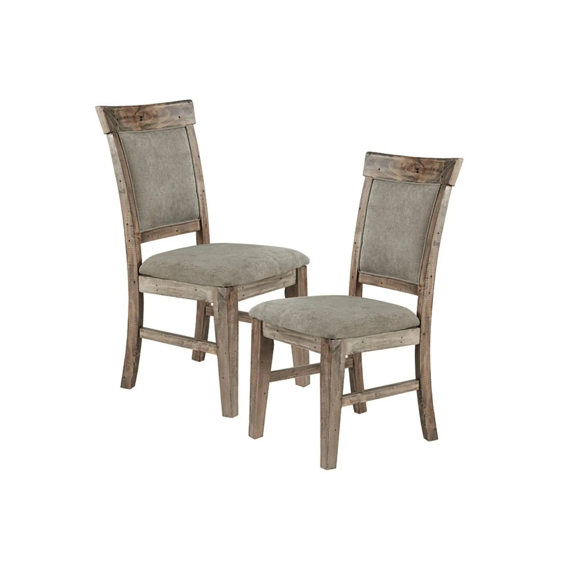 Dining Side Chair Set With Cushioned Back And Seat (Set of 2) - Weathered Gray / Natural by Unique Piece Furniture