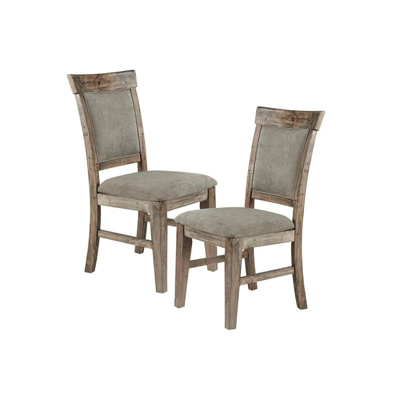 Dining Side Chair Set With Cushioned Back And Seat (Set of 2) - Weathered Gray / Natural by Unique Piece Furniture
