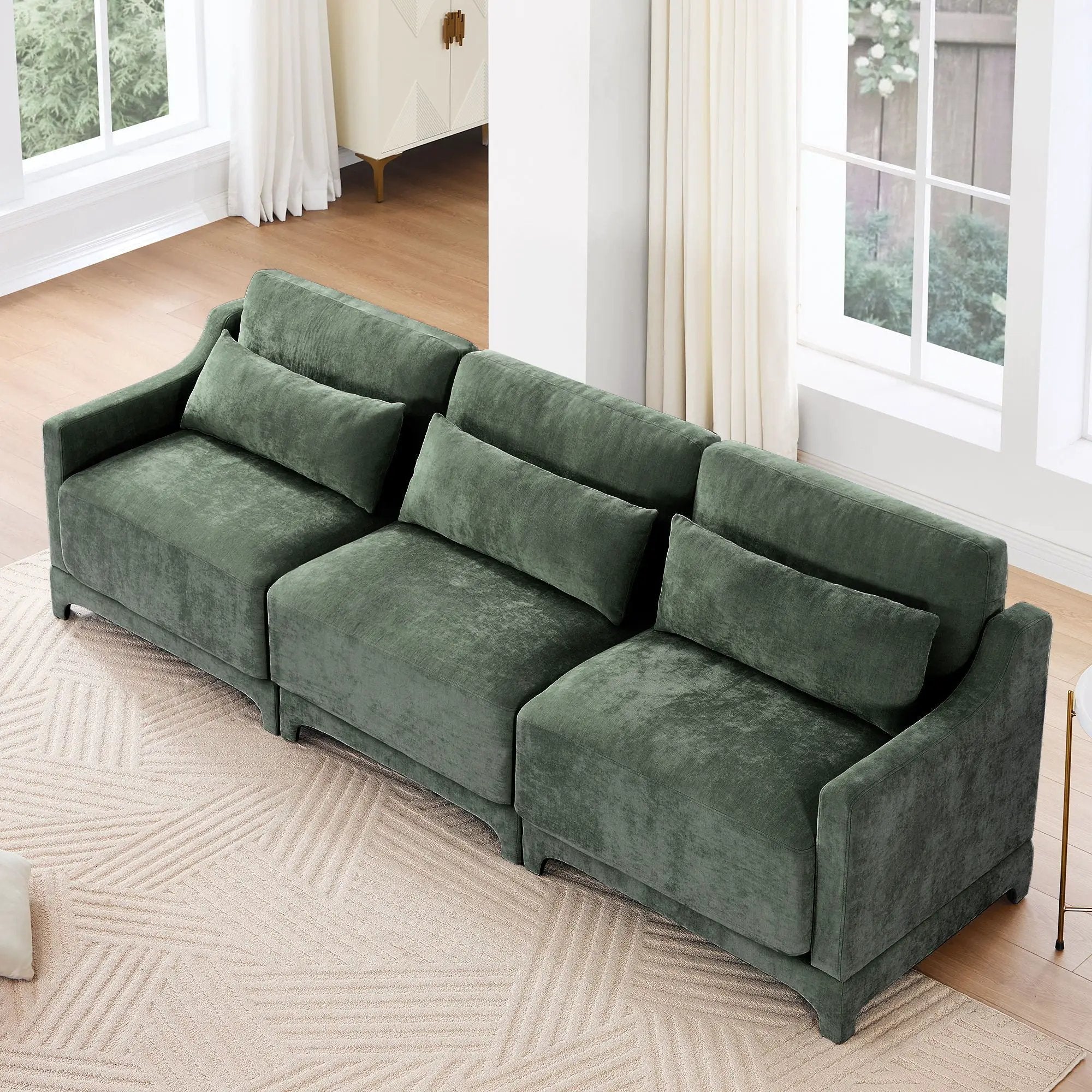 Elegant Sofa With Ergonomic Design And Lumbar Pillows by Unique Piece Furniture