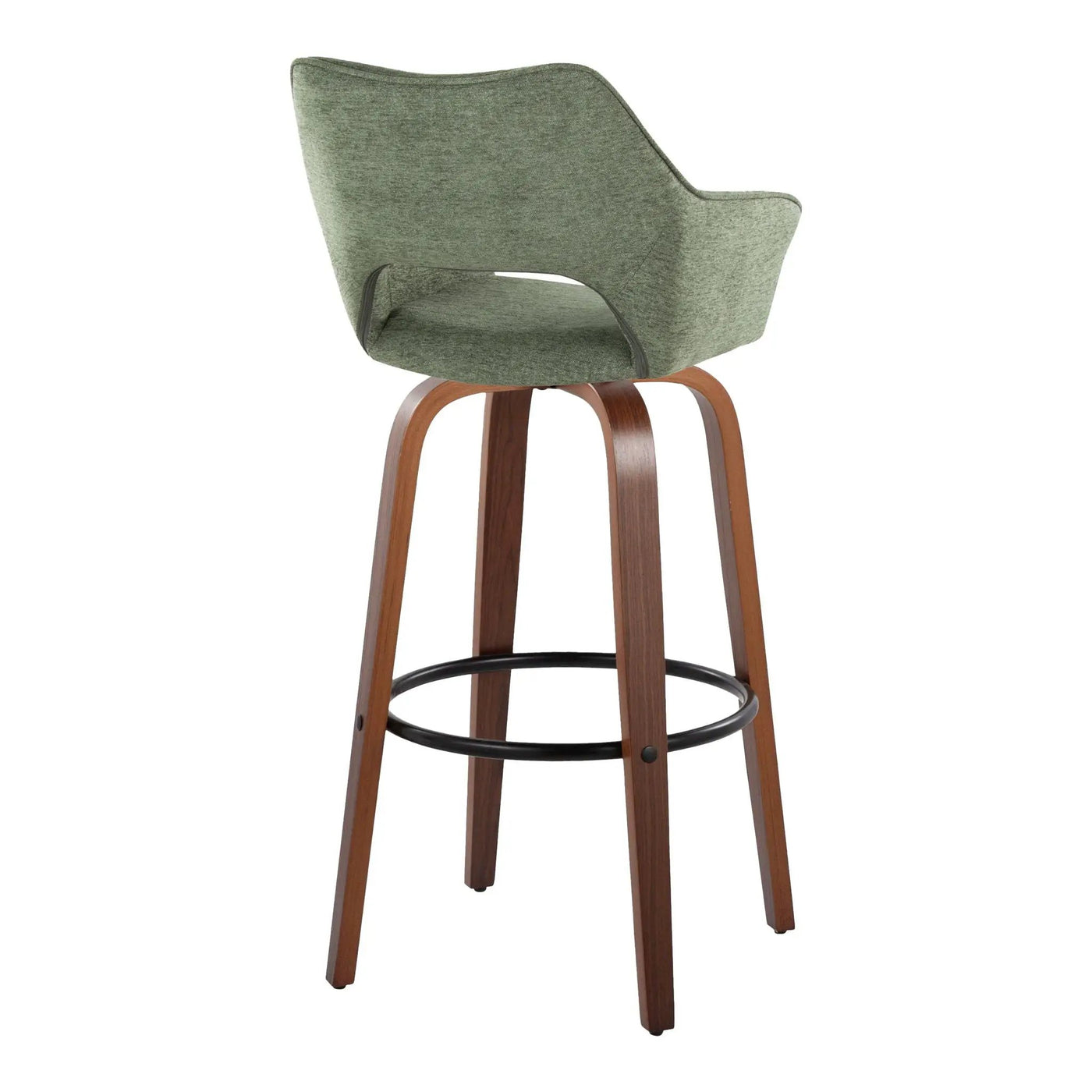 Mustang - Contemporary Fixed Height Barstool With Swivel & Round Footrest (Set of 2) by HouseOfZazla