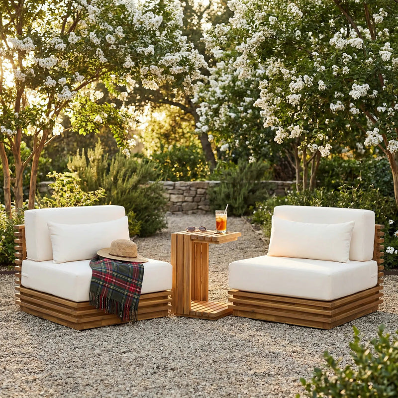 Oversized Outdoor 3-Piece Chat Set with Two Club Chairs and Side Table by HouseOfZazla
