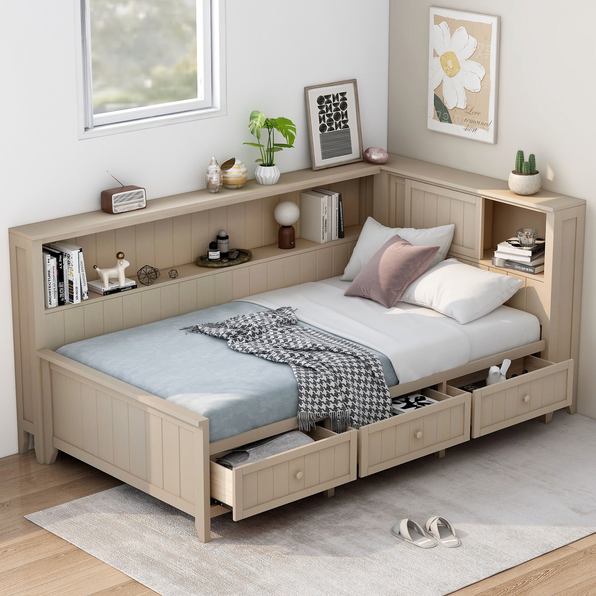 Daybed With Storage Shelves And 3 Drawers by Unique Piece Furniture