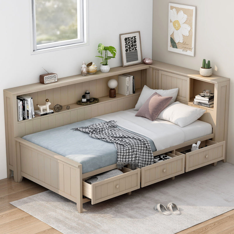 Daybed With Storage Shelves And 3 Drawers by Unique Piece Furniture
