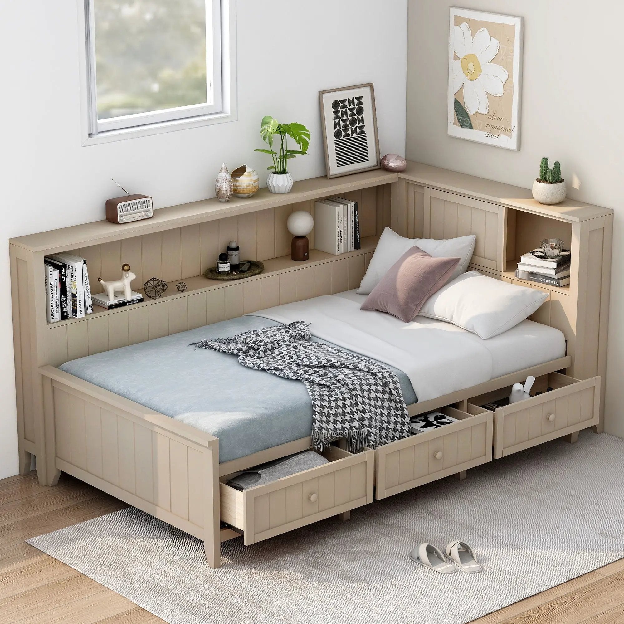 Daybed With Storage Shelves And 3 Drawers by HouseOfZazla