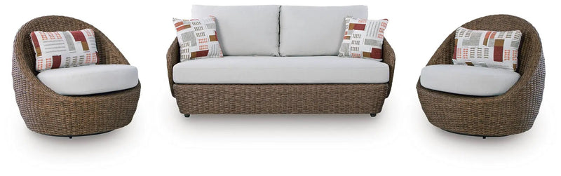 Double Point - Loveseat, Swivel Chairs Set (Set of 3) - Beige by Unique Piece Furniture