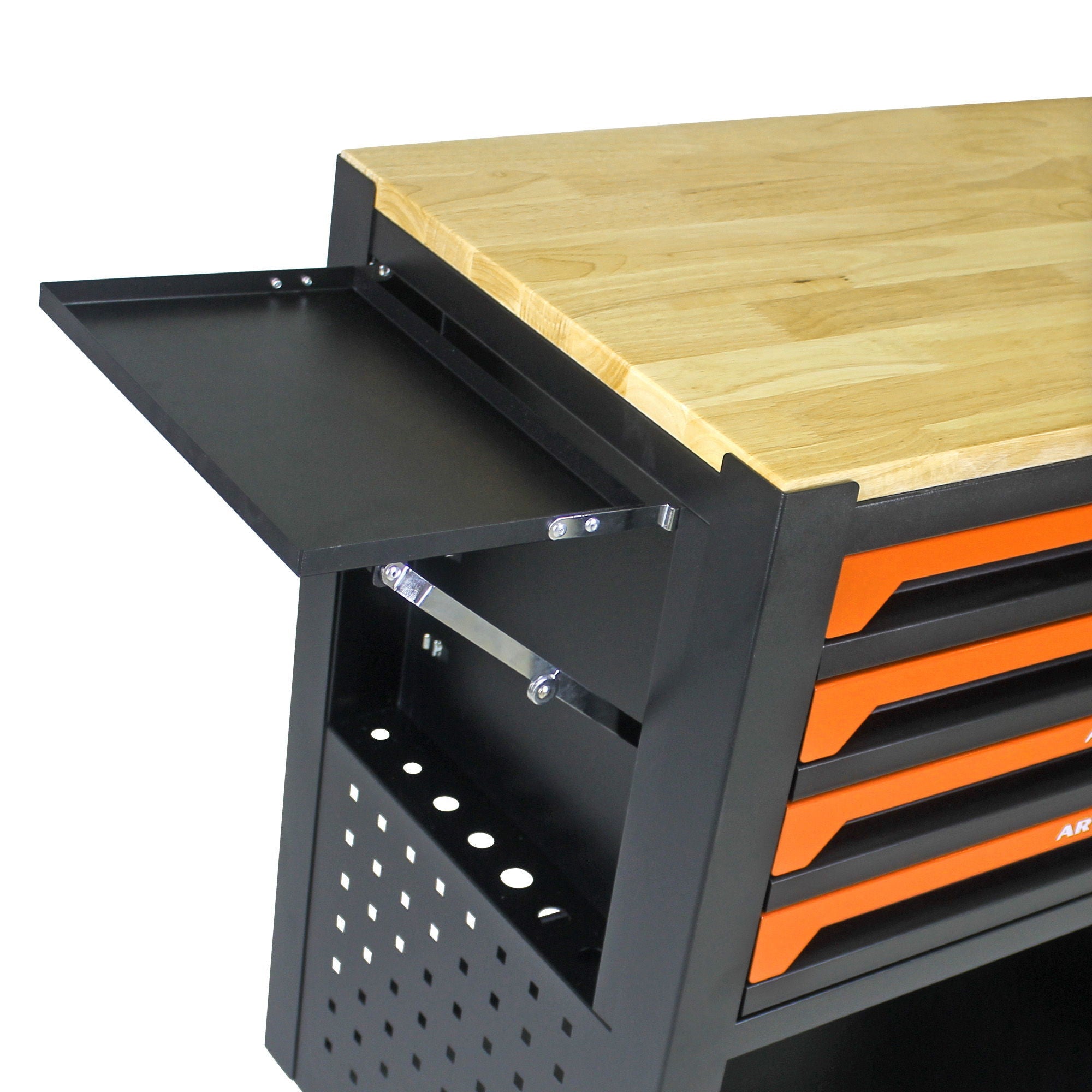 4 Drawers Multifunctional Tool Cart With Wheels And Wooden Top by HouseOfZazla
