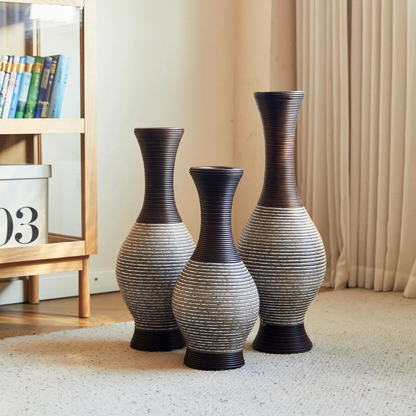 Tall Designer Floor Vase With Elegant 2 Tone by HouseOfZazla