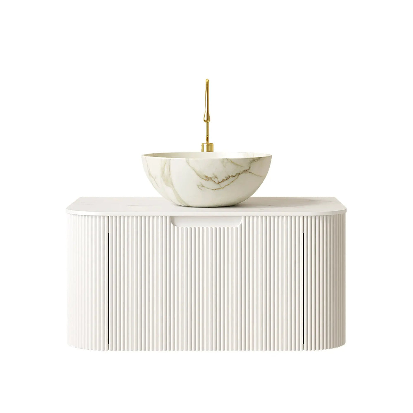 DINA 30" Bathroom Vanity & Sink with Floating Curved Edges by HouseOfZazla