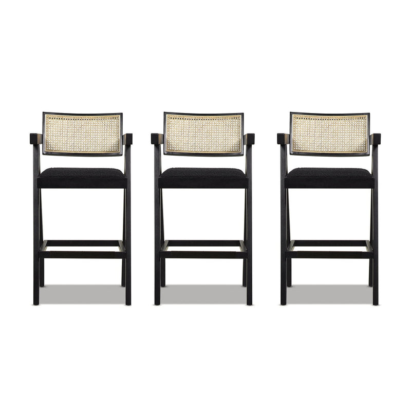 Milan - Modern Webbing Back Stool With Arms (Set of 3) by HouseOfZazla