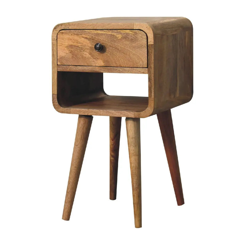 Solid Wood Mini Oak-ish Curve Lower Nightstand by HouseOfZazla