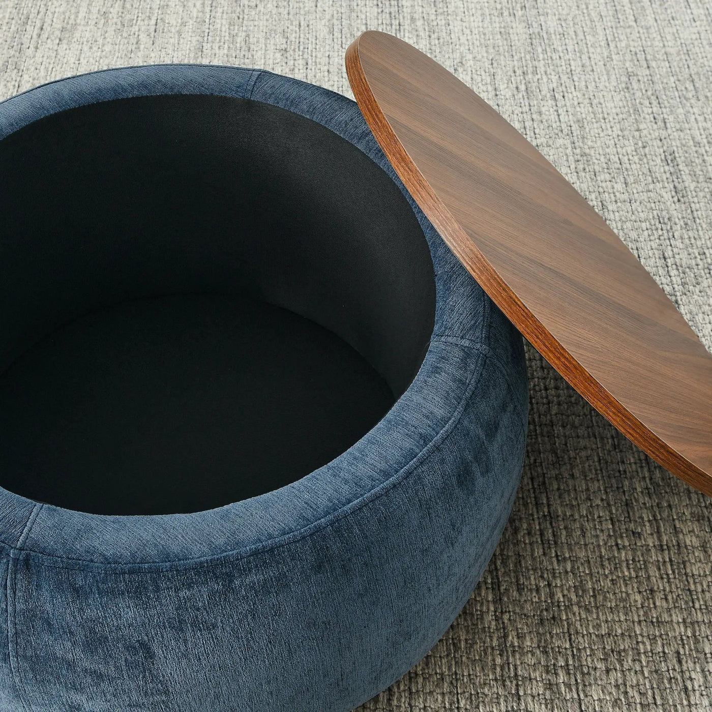 Round Storage Ottoman, 2 In 1 Function, End Table And Ottoman by Unique Piece Furniture