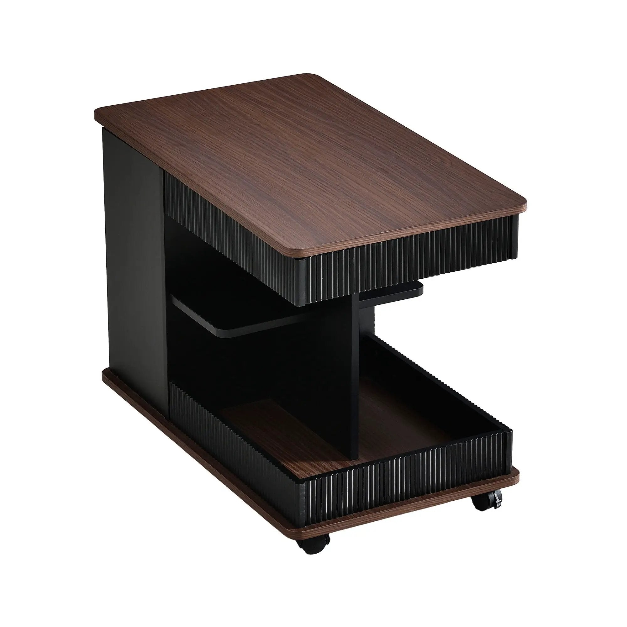 Adjustable End Table With Wheels, 360°Rotating Top And Storage Space by HouseOfZazla