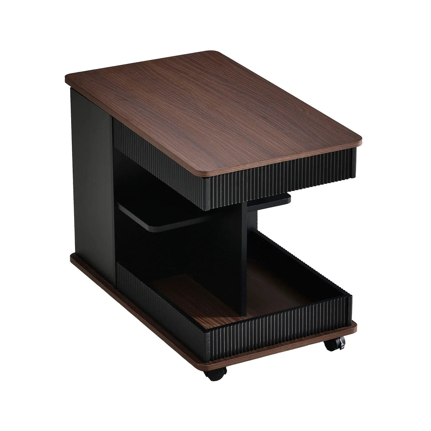 Adjustable End Table With Wheels, 360°Rotating Top And Storage Space by Unique Piece Furniture