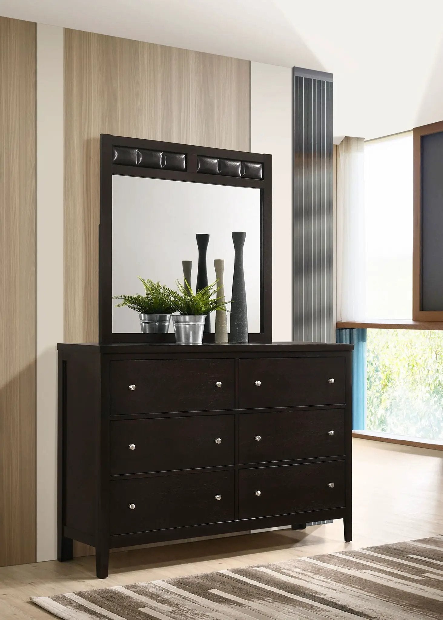 Carlton 6-drawer Dresser with Mirror Cappuccino by Unique Piece Furniture