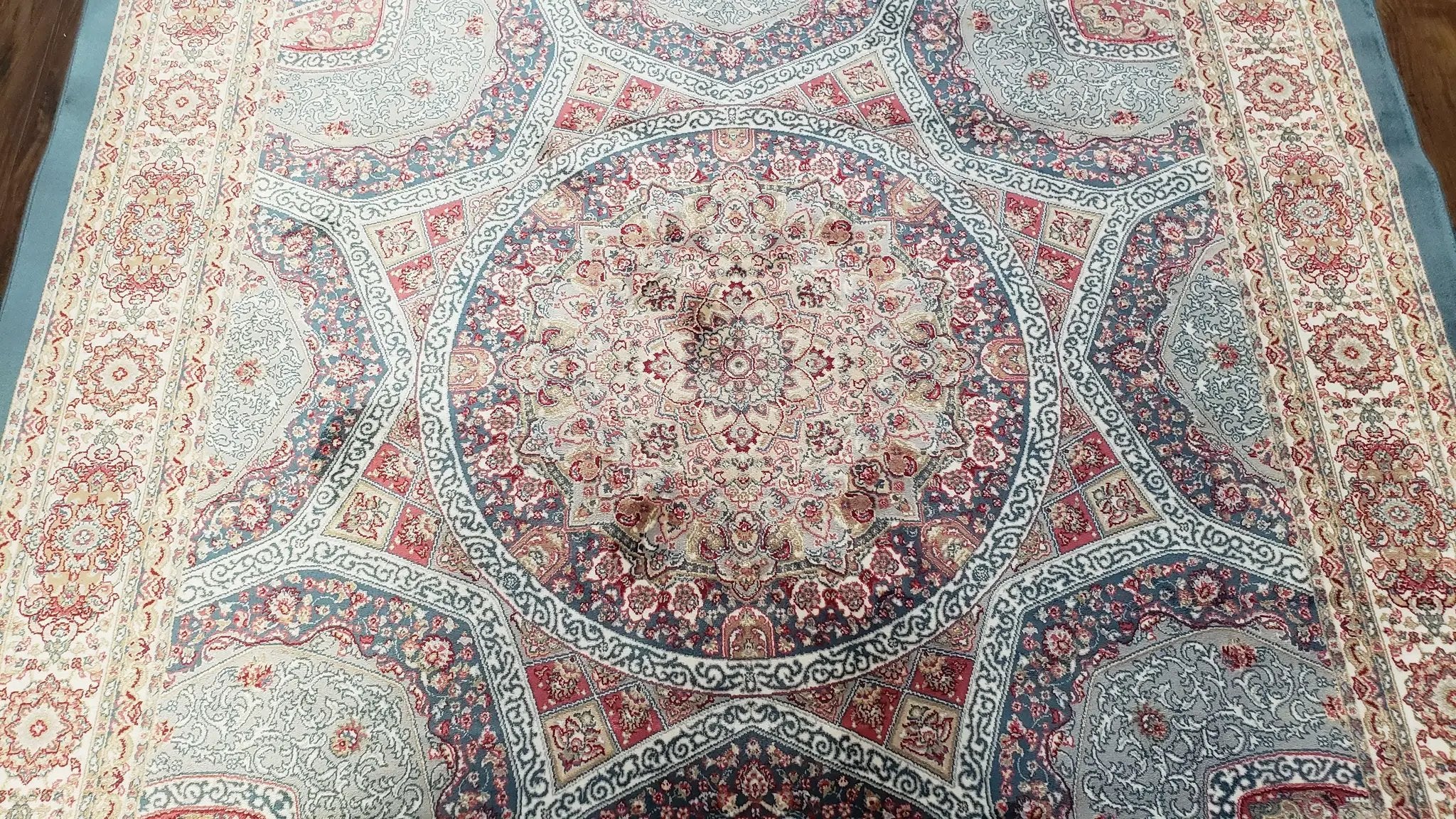 4x6 Silk Carpet, Light Blue & Beige Oriental Rug 4 x 6ft, Traditional Design Medallion All Over, Bamboo Silk, Super Fine, High Quality, Soft by Jewel Rugs