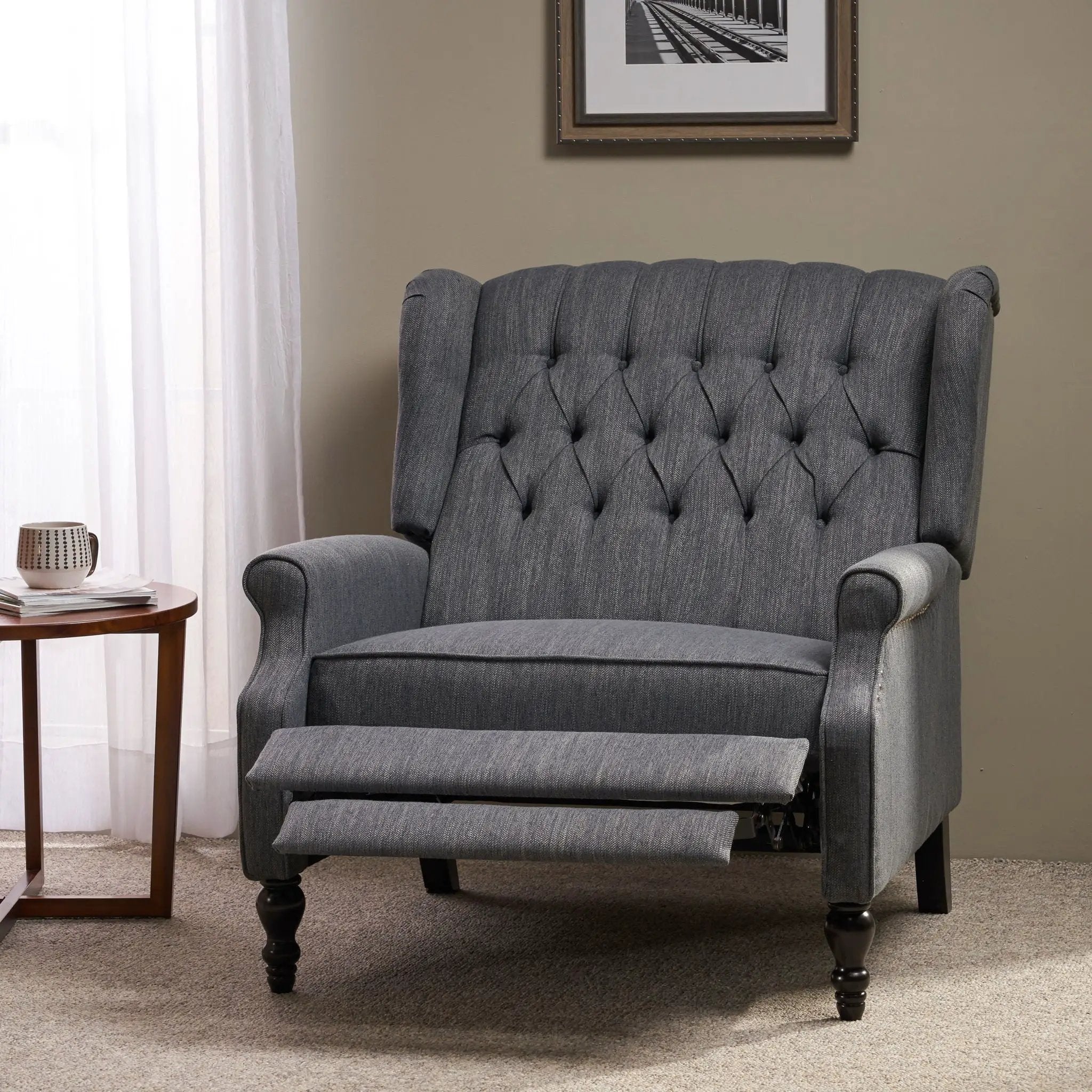 Dunham - Contemporary Fabric Tufted Oversized Pushback Recliner by Unique Piece Furniture