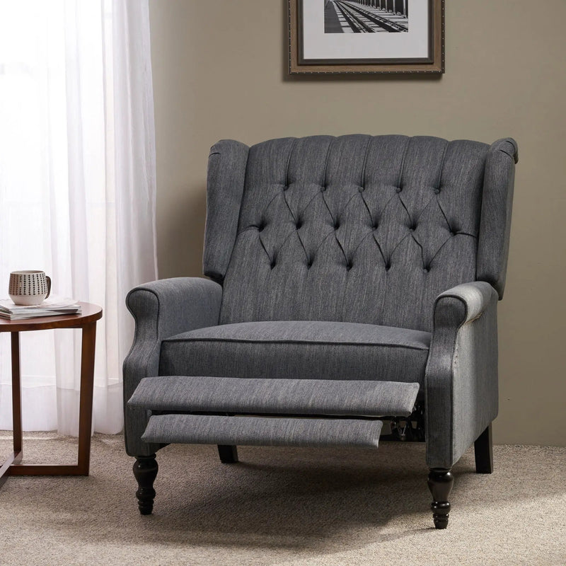 Dunham Contemporary Fabric Tufted Oversized Pushback Recliner by HouseOfZazla