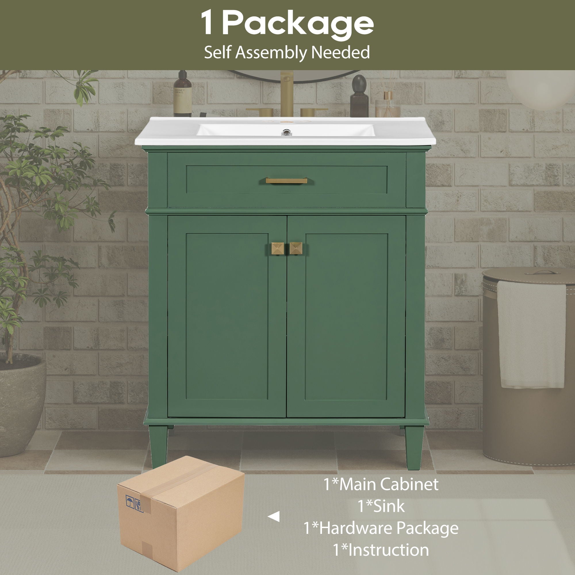 Bathroom Vanity With Ceramic Basin, Soft Close Door And Adjustable Shelves by HouseOfZazla