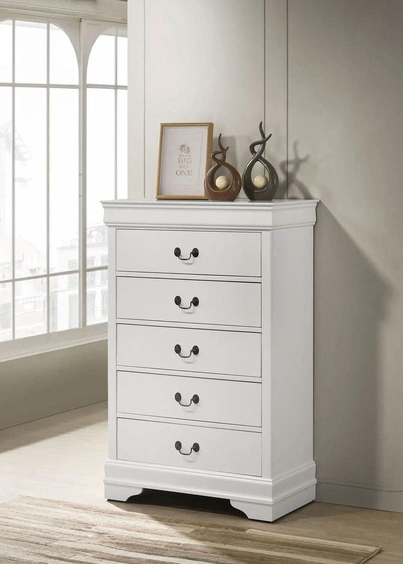Louis Philippe 5-drawer Bedroom Chest White by Unique Piece Furniture