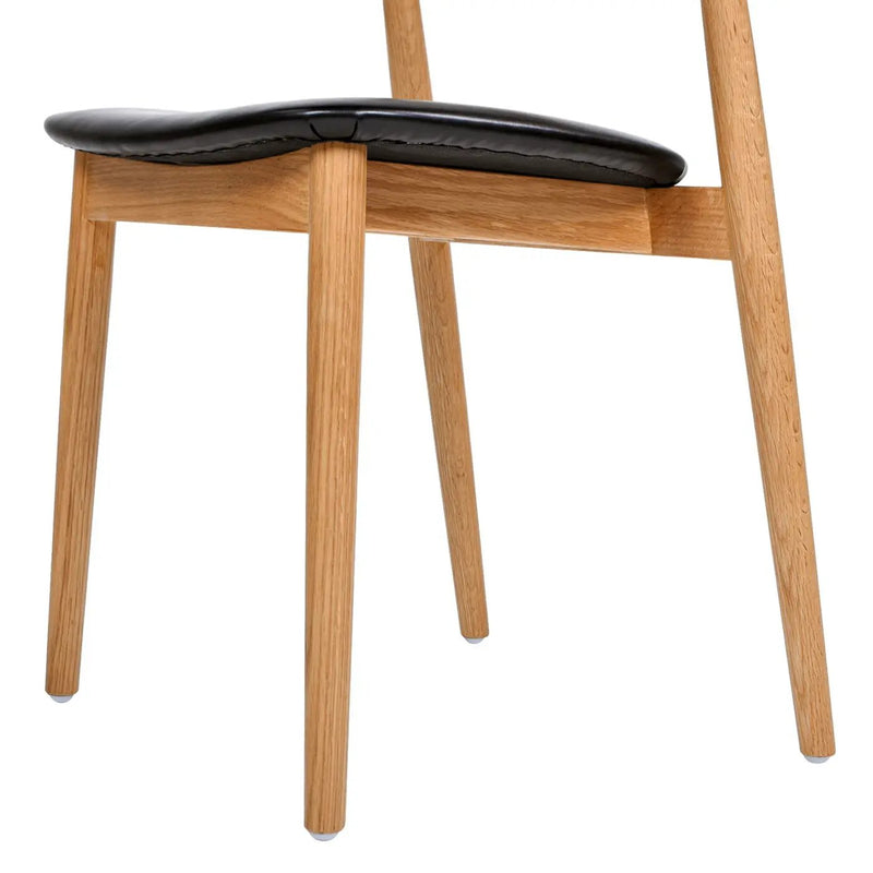 Raven - Stacking Sculpted Oak Dining Chair - Warm Natural Brown / Black by HouseOfZazla