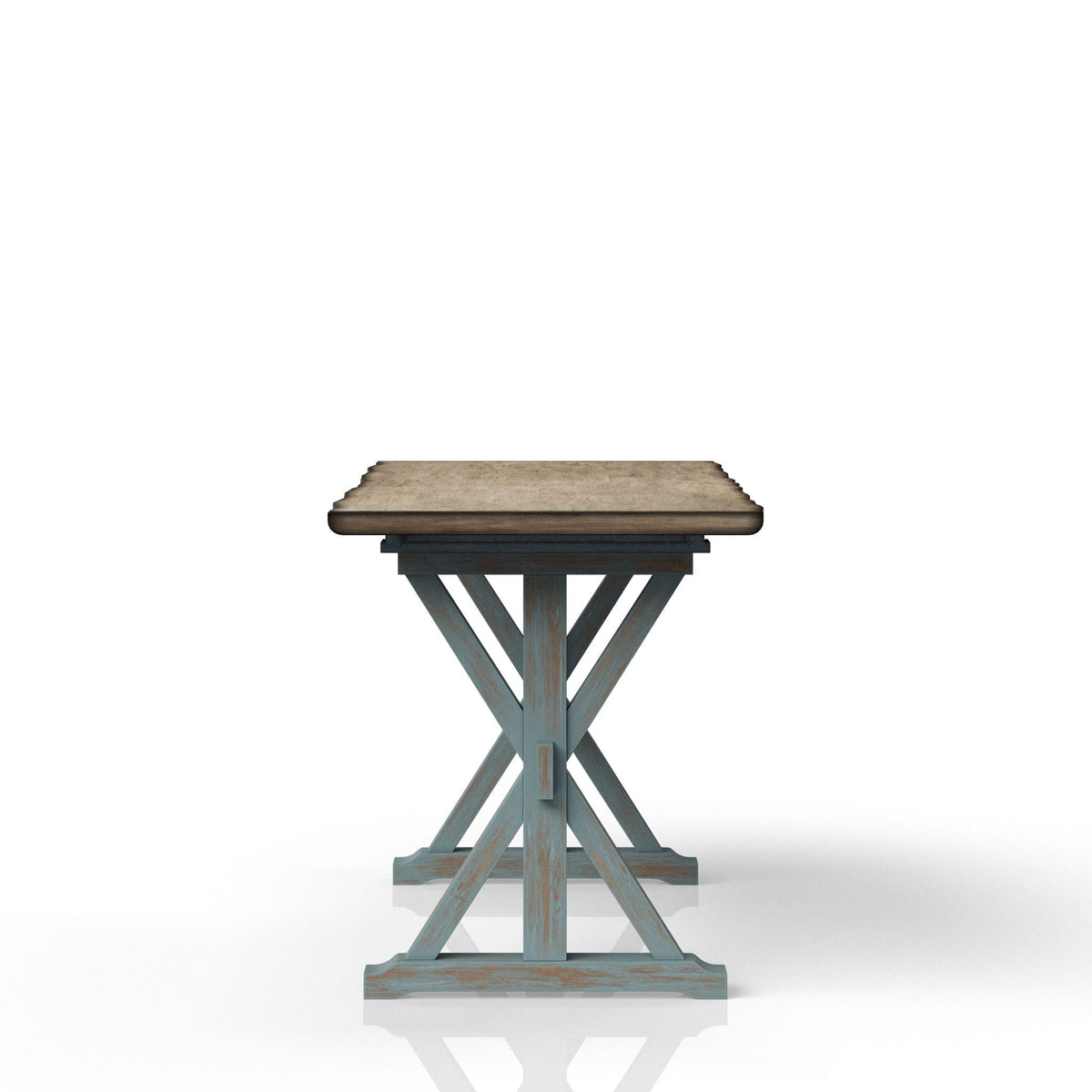 Aqua Blue X-Base Counter Height Dining Table with Solid Wood Construction, photo 2 of 5