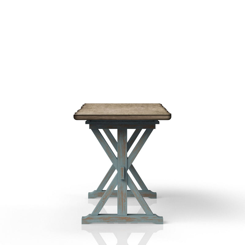 Aqua Blue X-Base Counter Height Dining Table with Solid Wood Construction, photo 2 of 5