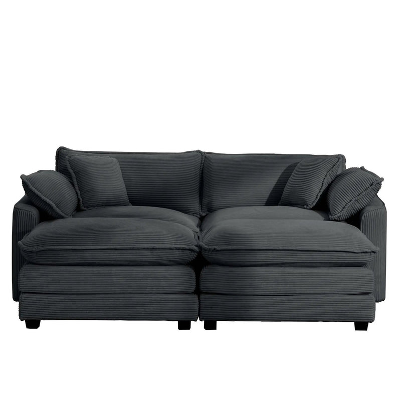 Modern Oversized Modular Cushion Sofa With Ottoman, Low Back, Deep Seating Sofa Set by Unique Piece Furniture