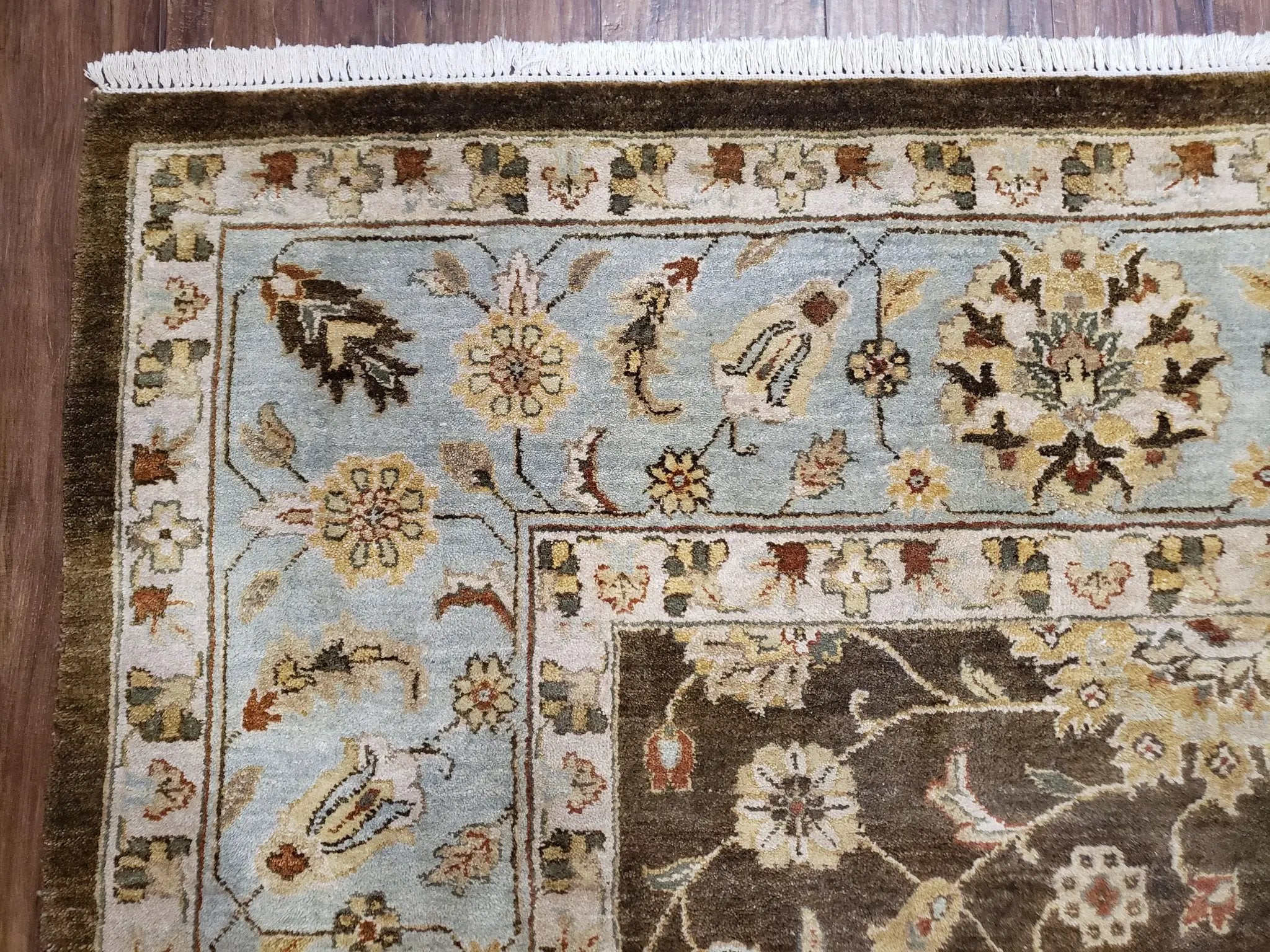 9x12 Vintage Handmade Wool Rug Carpet Indo Mahal Oushak Nice Brown Blue by Jewel Rugs