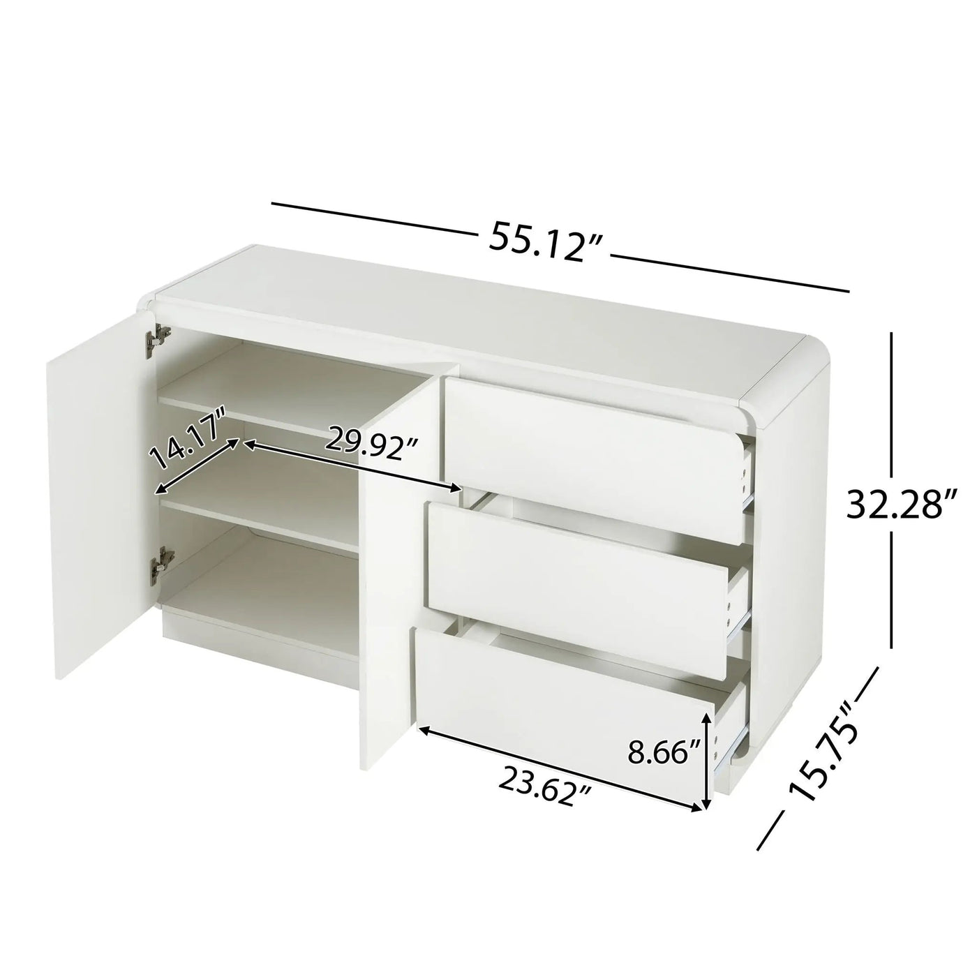 Sideboard, Wide Storage With 2 Doors And 3 Drawers by HouseOfZazla