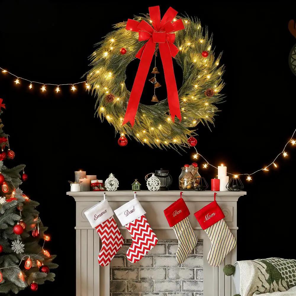 Christmas Wreath for Front Door with LED Lights by HouseOfZazla