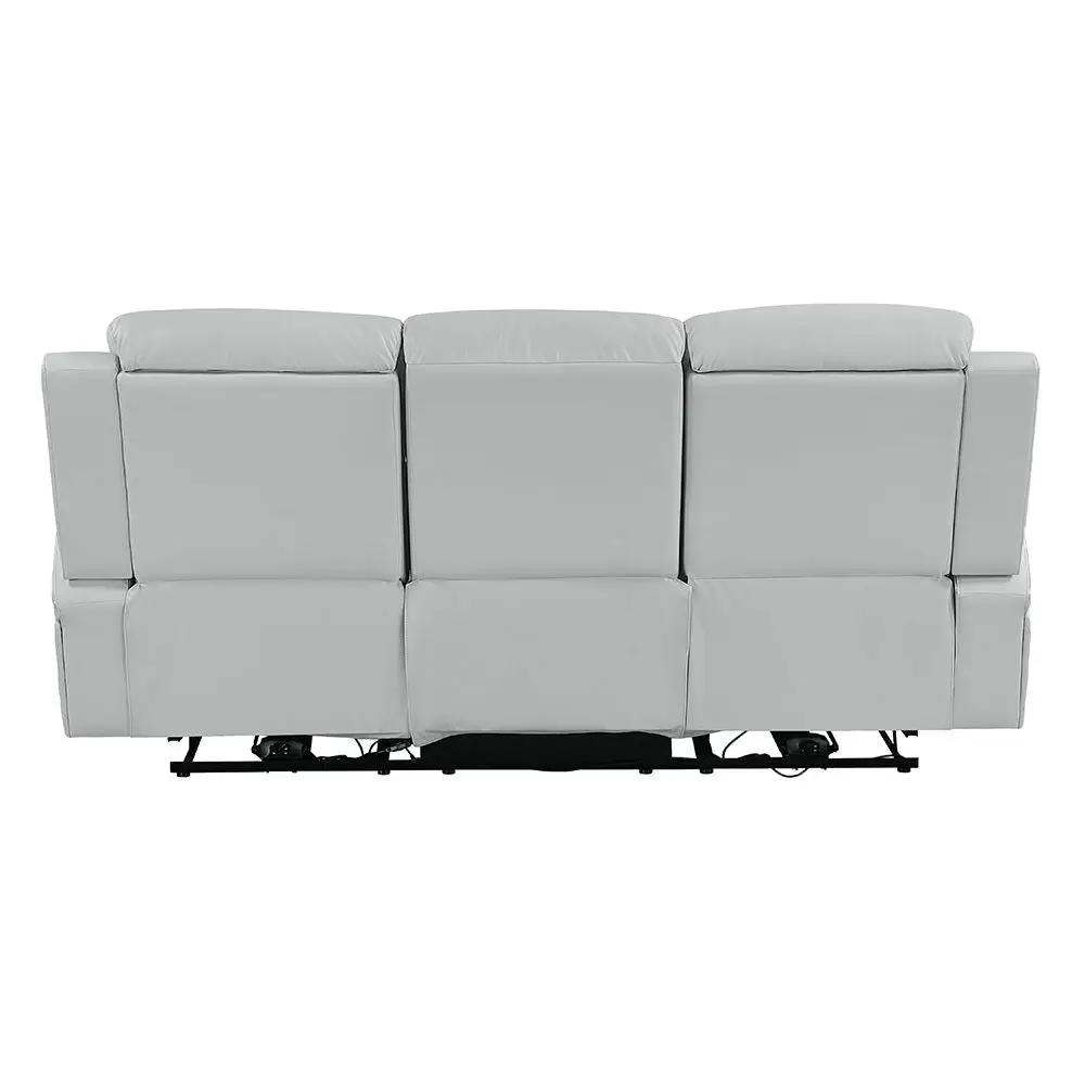 Elonzo - Power Motion Sofa With LED, Power Headrest & Speaker - Light Gray by Unique Piece Furniture