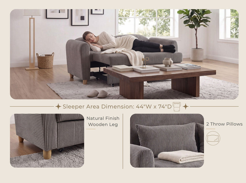 Justine - Convertible Sleeper Loveseat - Brown, photo 2 of 7