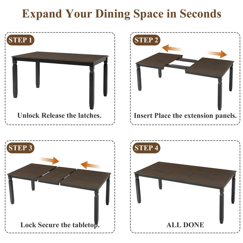 59"-77" Extendable Dining Table for 4–6 People by HouseOfZazla