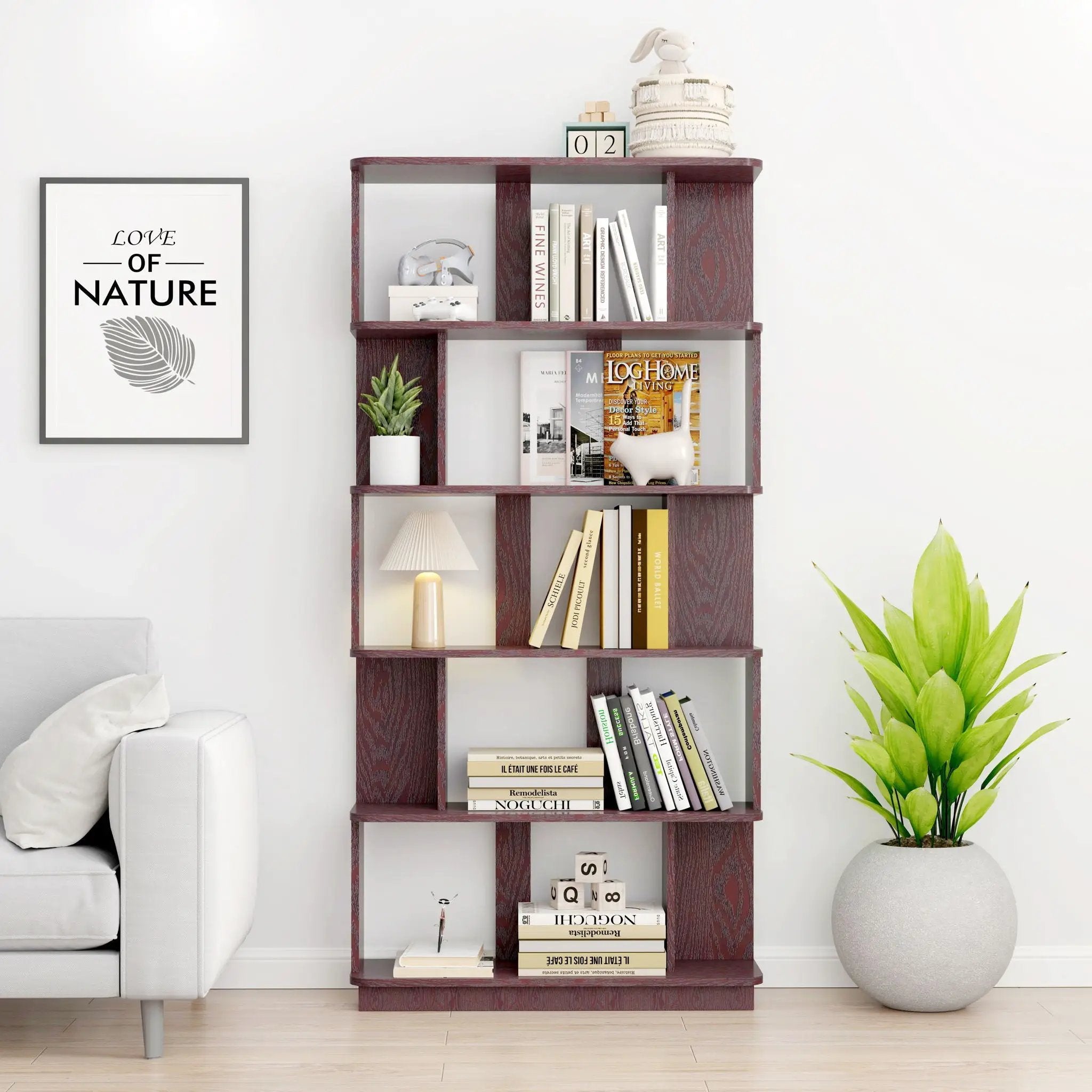 Modern 5 Tier Open Storage Bookcase