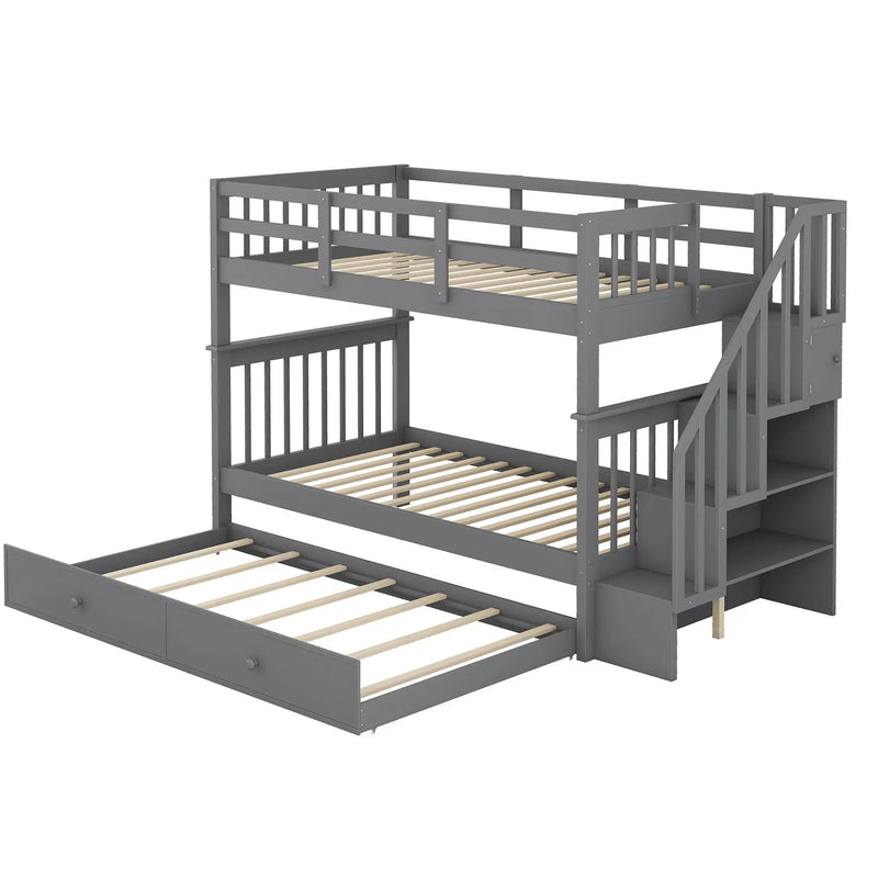 Stairway Bunk Bed With Storage And Guard Rail For Bedroom by Unique Piece Furniture