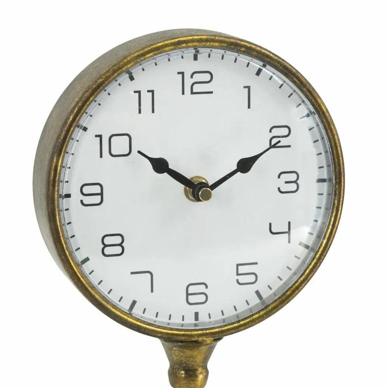 6.5x5.9x15.2' Vintage Inspired Gold Iron Table Clock by HouseOfZazla
