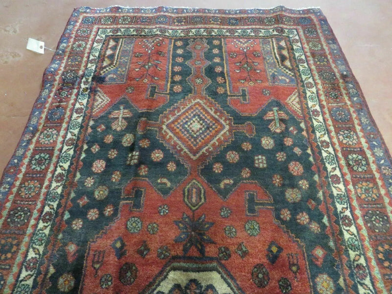 4' X 9' Antique Handmade Turkish Tribal Oriental Geometric Wool Rug # 605 by Jewel Rugs