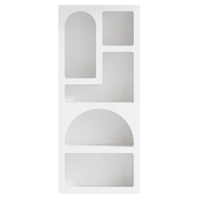 Geometric Arched 5 Shelf Art Display Bookcase For Living Room - White by HouseOfZazla