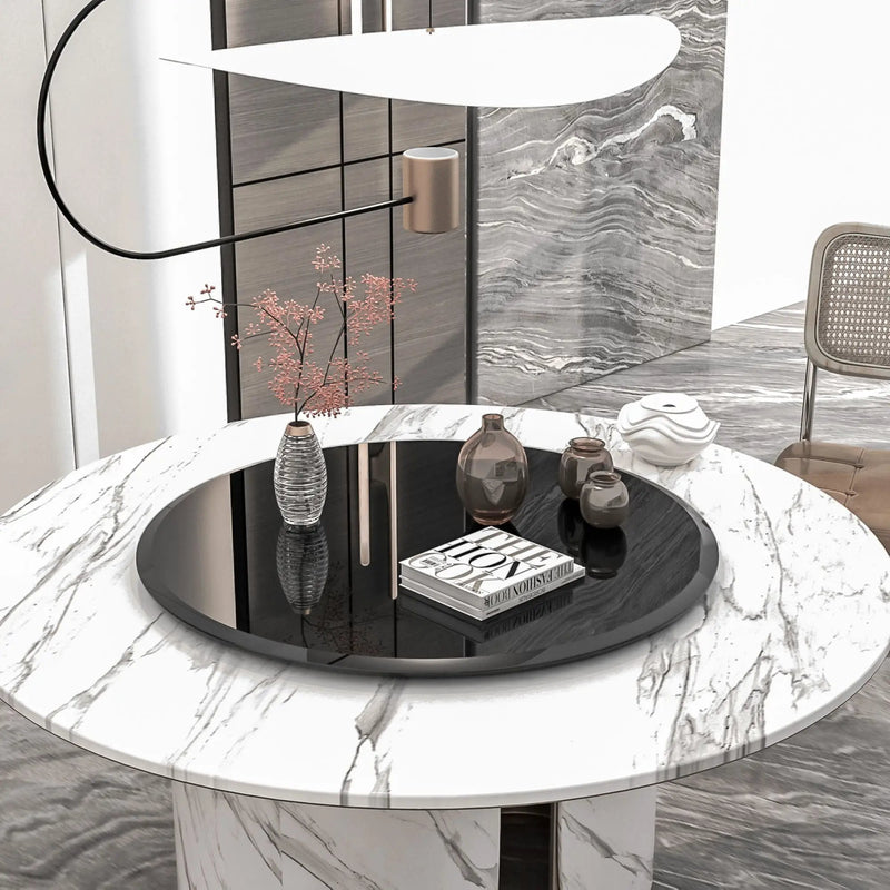 28" Round Tempered Glass Table Top Clear Glass Thick Beveled Polished Edge by HouseOfZazla