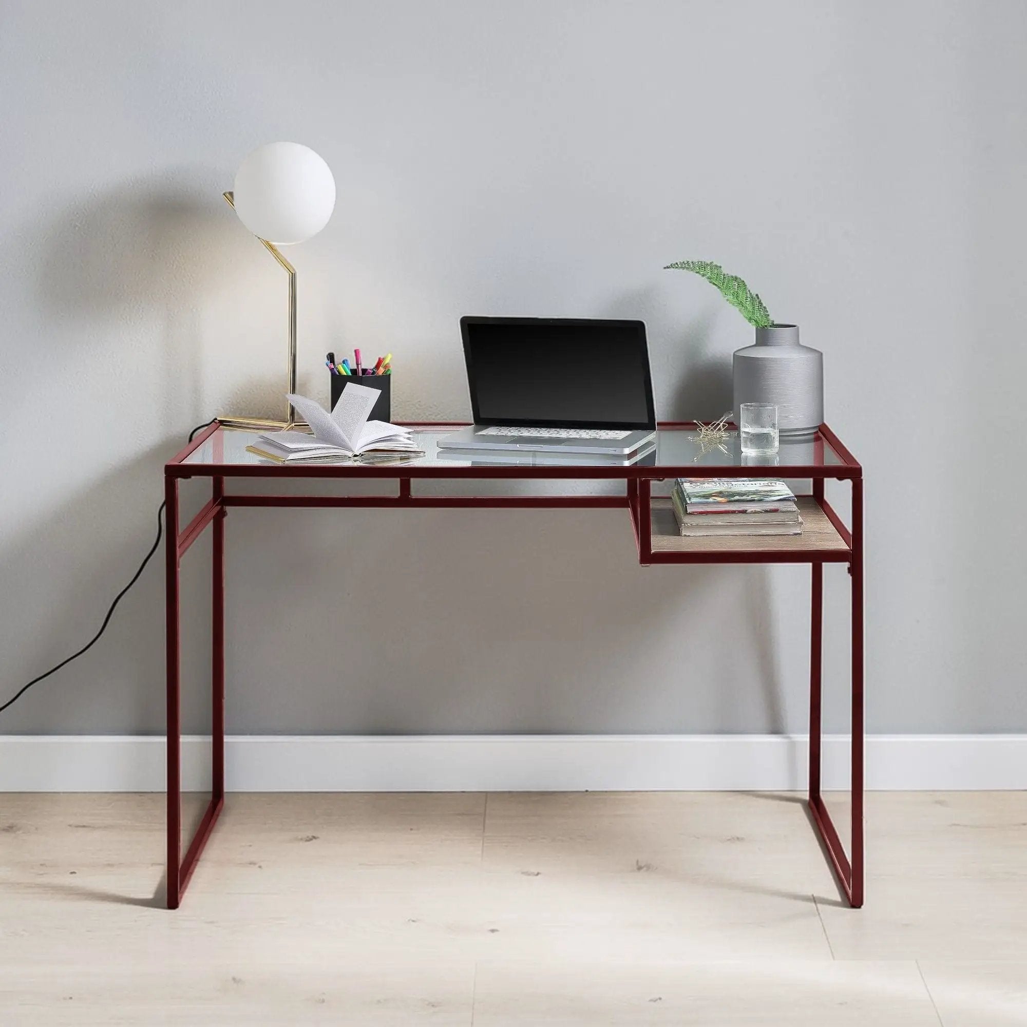 Yasin - Glass Top Writing Desk by Unique Piece Furniture