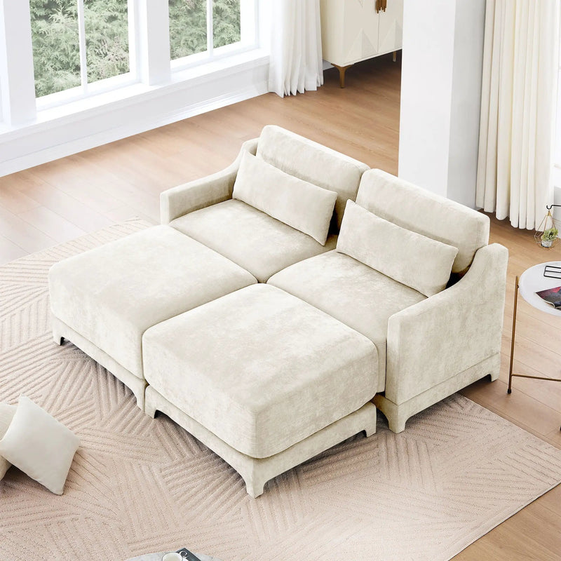 Stylish Sofa With Ottoman And Lumbar Pillows, Ergonomic Design by Unique Piece Furniture
