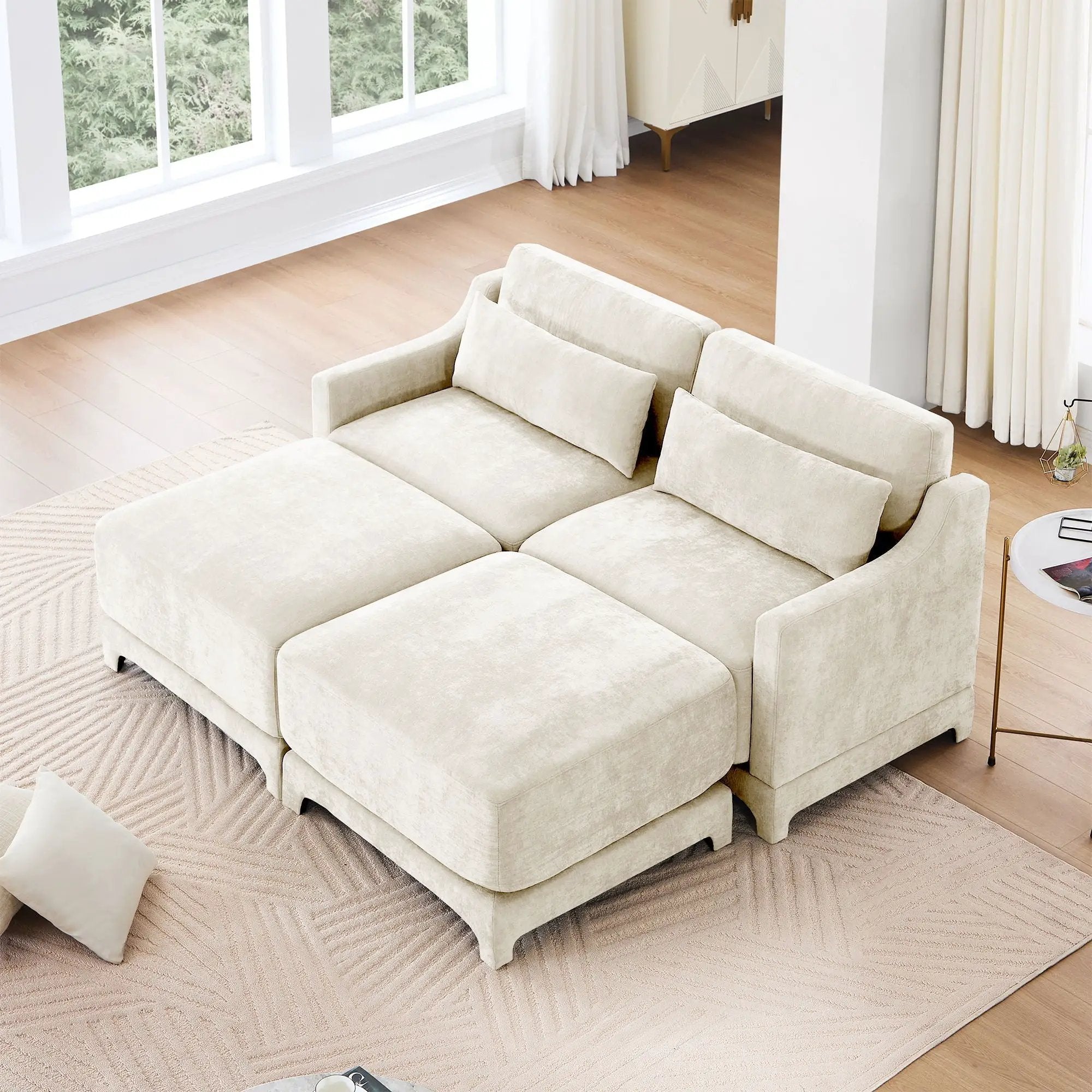 Stylish Sofa With Ottoman And Lumbar Pillows, Ergonomic Design by HouseOfZazla