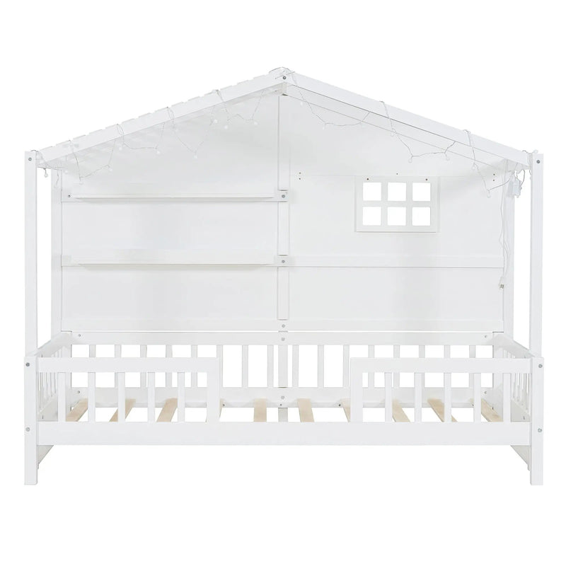 House Bed With Shelves, Window And Sparkling Light Strip On The Roof by HouseOfZazla