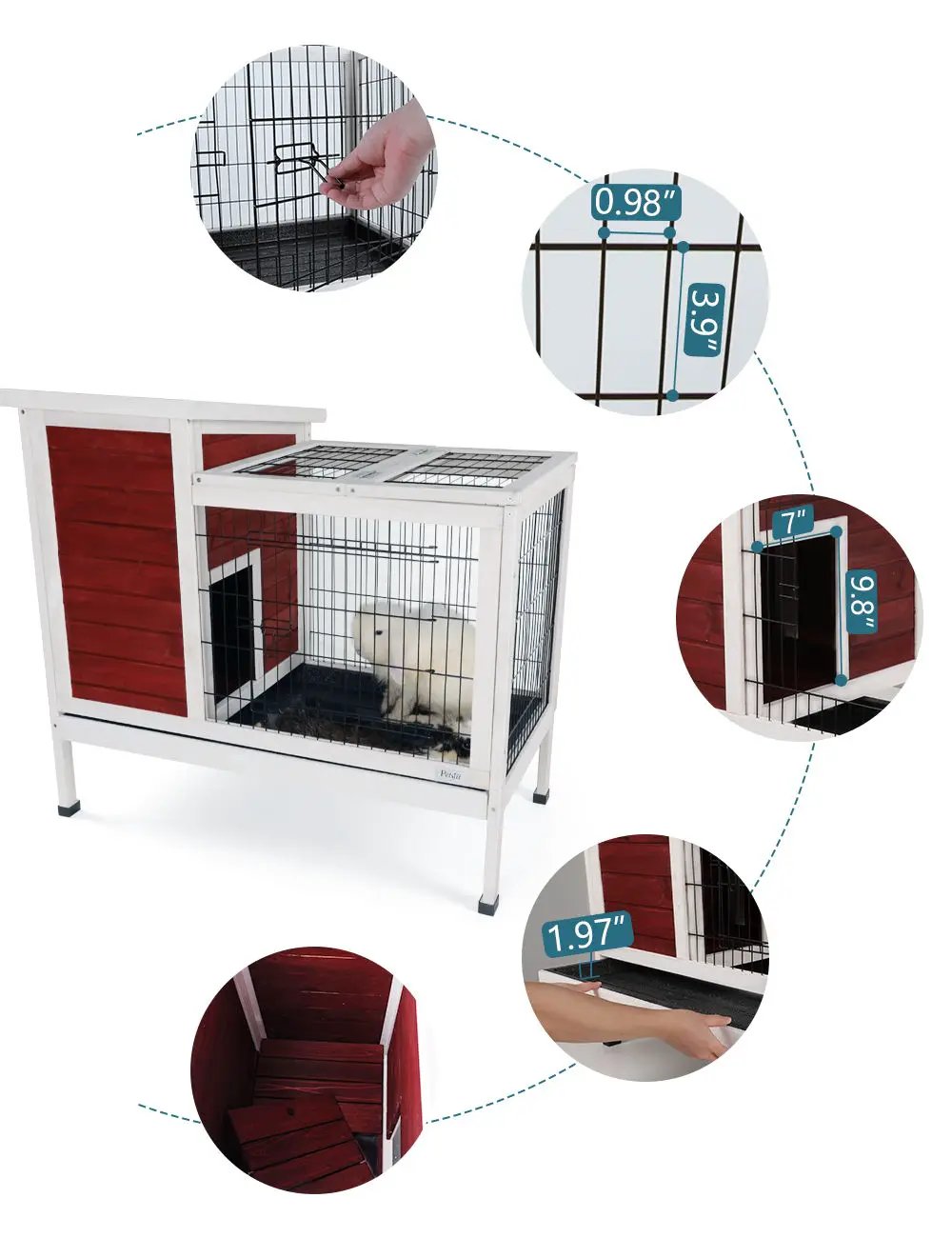 Two Tier Wooden Indoor / Outdoor Rabbit Cage For Small Animals With Runway And Leak-Proof Plastic Tray by HouseOfZazla