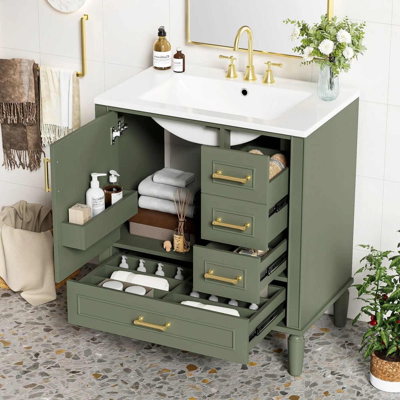 Traditional Bathroom Vanity Set With Soft Close Doors by HouseOfZazla