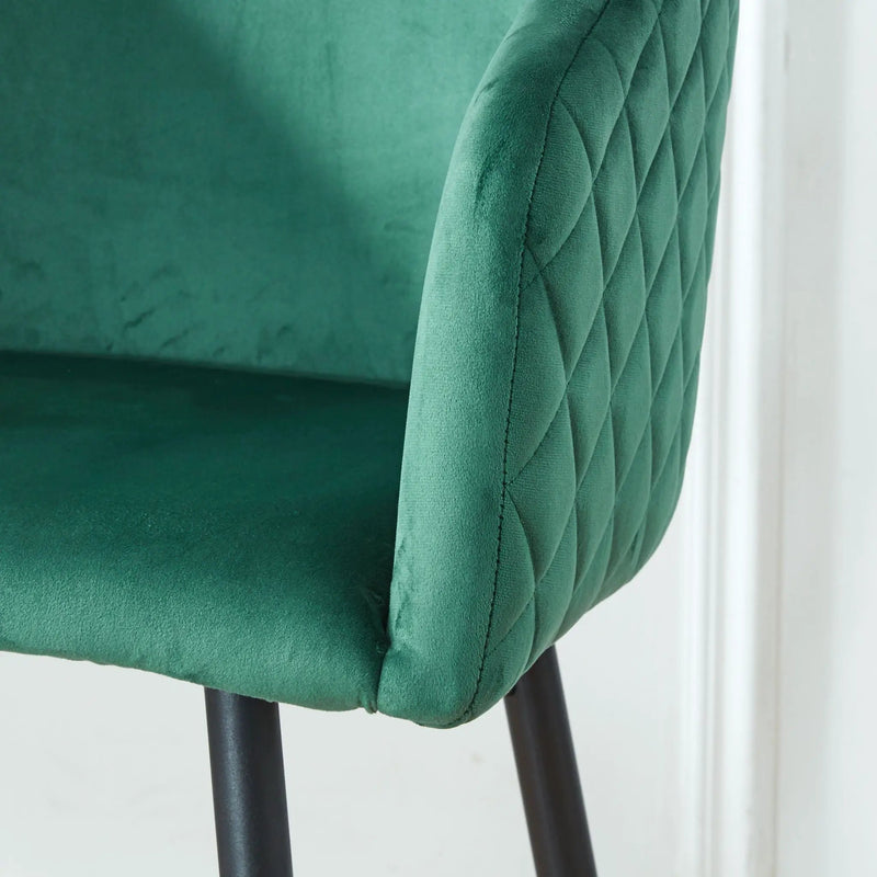 Counter Height Bar Stool, Metal Legs, Velvet Upholstered For Pub, Restaurant, Kitchen Island (Set of 2) - Black / Green by Unique Piece Furniture