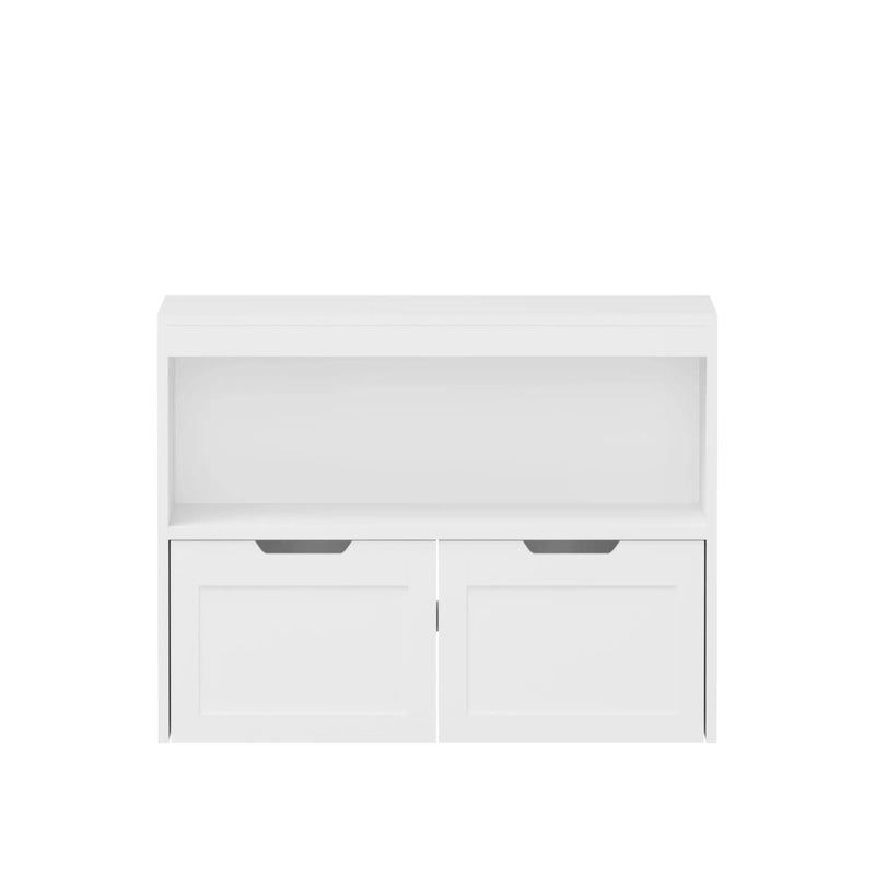 Book Organizer With Large Drawers And Open Shelves, Toy Storage Cabinet - White by HouseOfZazla